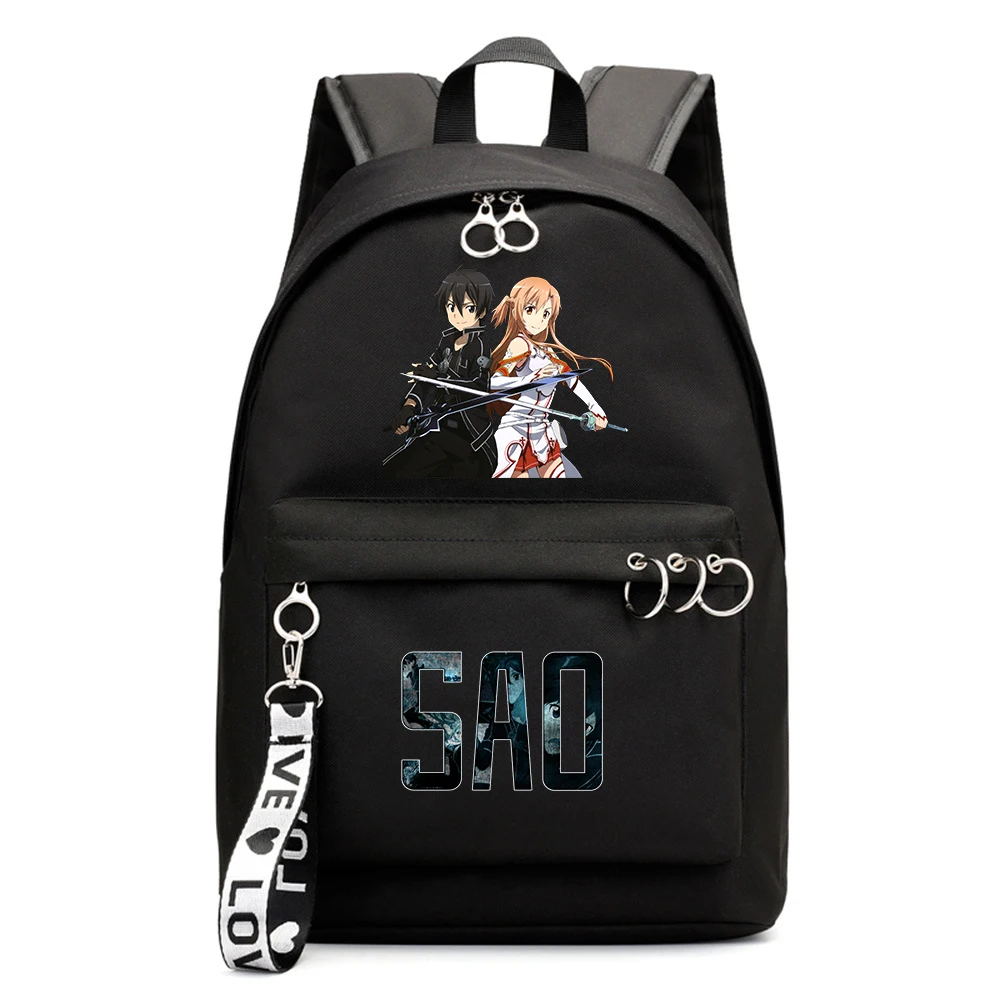 

Anime Sword Art Online Zipper Packsack Nylon Knapsack Boys Girls Schoolbag Teenger Backpack Student Bookbag Travel Laptop Bag