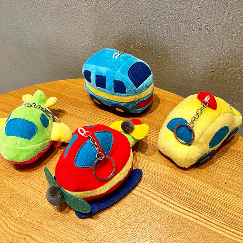 

10cm New Mini Transport Plush Pendant Keychain Cute Car Plane Children's Schoolbag Pendant Toy Dolls Boys Holiday Small Gift