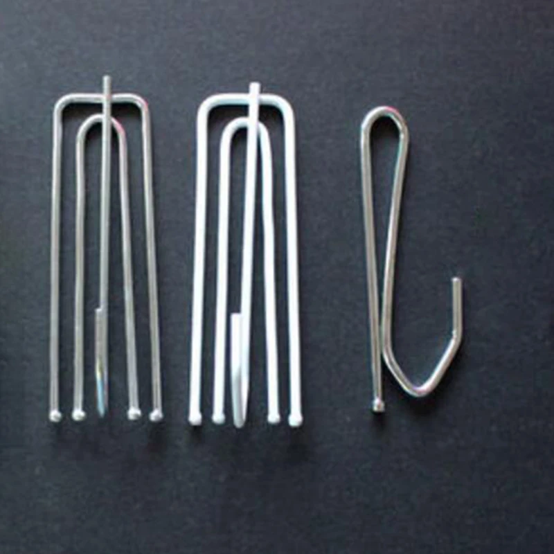 

10PCS white Metal Single Hook Four Fork Curtain Tape Hook Curtain Cloth Ring Clamp Tracks DIY Home Accessories