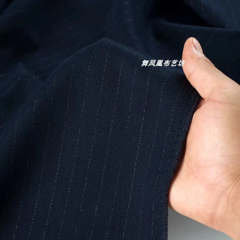 Фото Ткань для костюмов Navy Heavyweight Lurex с черными полосами, классическая, для весенне-летних курток, жилетов, брюк, юбок, аксессуары для шитья своими руками №2