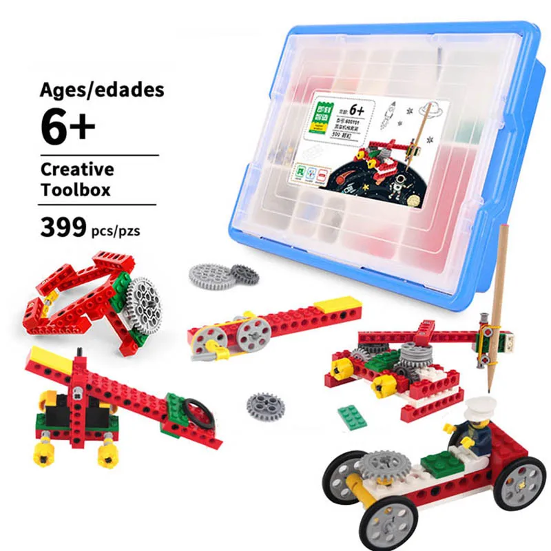 

2022 NEW 399Pcs/Box Educational and Dacta Series Simple and Mechanisms Base Set Boxed Building Blocks Bricks Toys Gifts