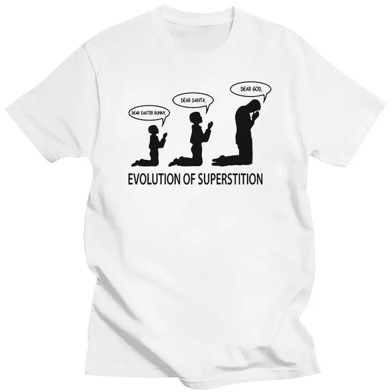 

2022 Superstition Evolution - Mens Funny Atheist T-Shirt Atheism Printing Apparel Tee Shirt