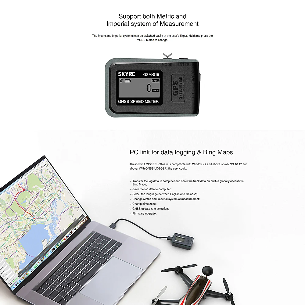 Высокоточный GPS-измеритель скорости SKYRC GSM-015 GNSS для радиоуправляемых дронов FPV