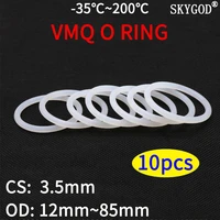 10pc vmq white silicone o ring gasket cs 3 5mm od 12 85mm food grade silicone rings o rings rubber ring gaskets