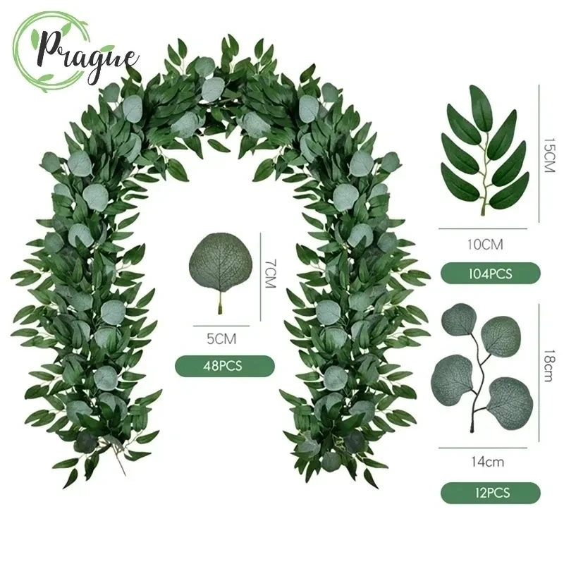 

3/1pcs Artificial Eucalyptus Leaves Fake Plant Green Vines Rattan Plants Ivy Wreath Wall Garden Country Wedding Home Decoration