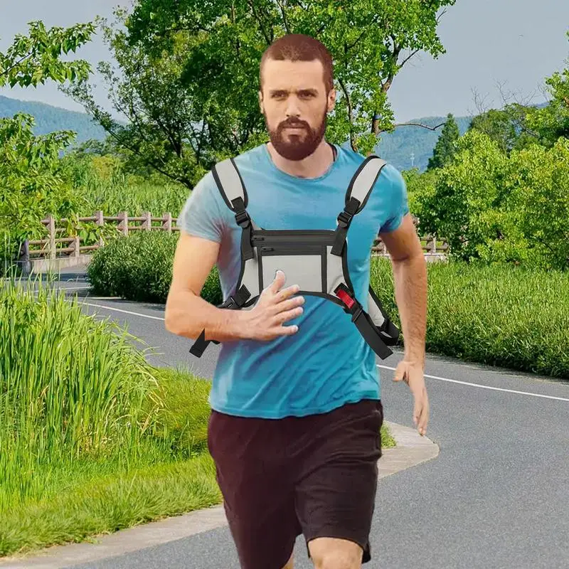 kamizelka dla mężczyzn saszetka do biegania na klatkę piersiową przenośna przednia torba wodoodporna klatce piersiowej z kieszenią i dodatkowym