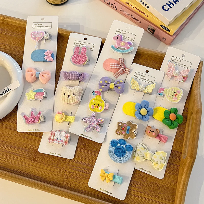 

Детский набор заколки для волос Мультяшные заколки для маленьких девочек набор из 5 шт. детские заколки для девочек головной убор детский ба...