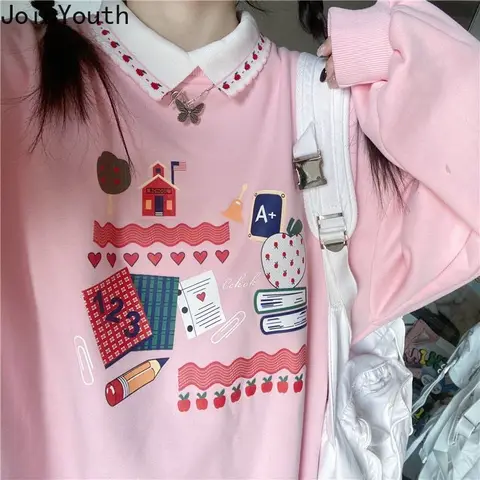 Japanese Sweatshirts Women's Clothing Cotton Long Sleeve Print Oversized Tops 2023 Ropa Mujer Casual Fashion Cute Hoodies 27r595 Japanese Sweatshirts Women's Clothing Cotton Long Sleeve Print Oversized Tops 2023 Ropa Mujer Casual Fashion Cute Hoodies 27r595