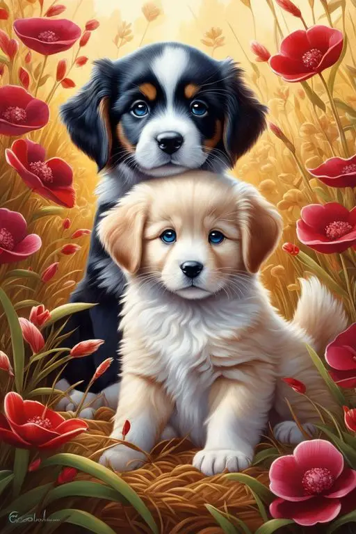 

JMINE Div 5D Puppy Dog flower Full Diamond Painting cross stitch kits art animal 3D paint by diamonds