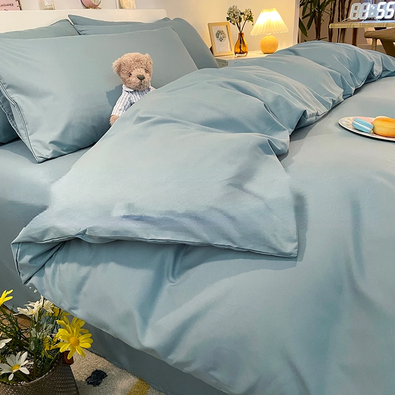 

Wool quilt four-piece set spring and autumn washed cotton sheet quilt cover three-piece bedding dormitory single quilt cover