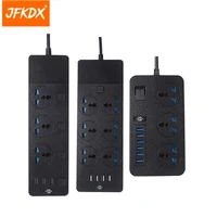 jfkdx eu uk us power strip 2m cable electrical socket network filter with 4usb ports 3 1a fast charing extension socke adapter