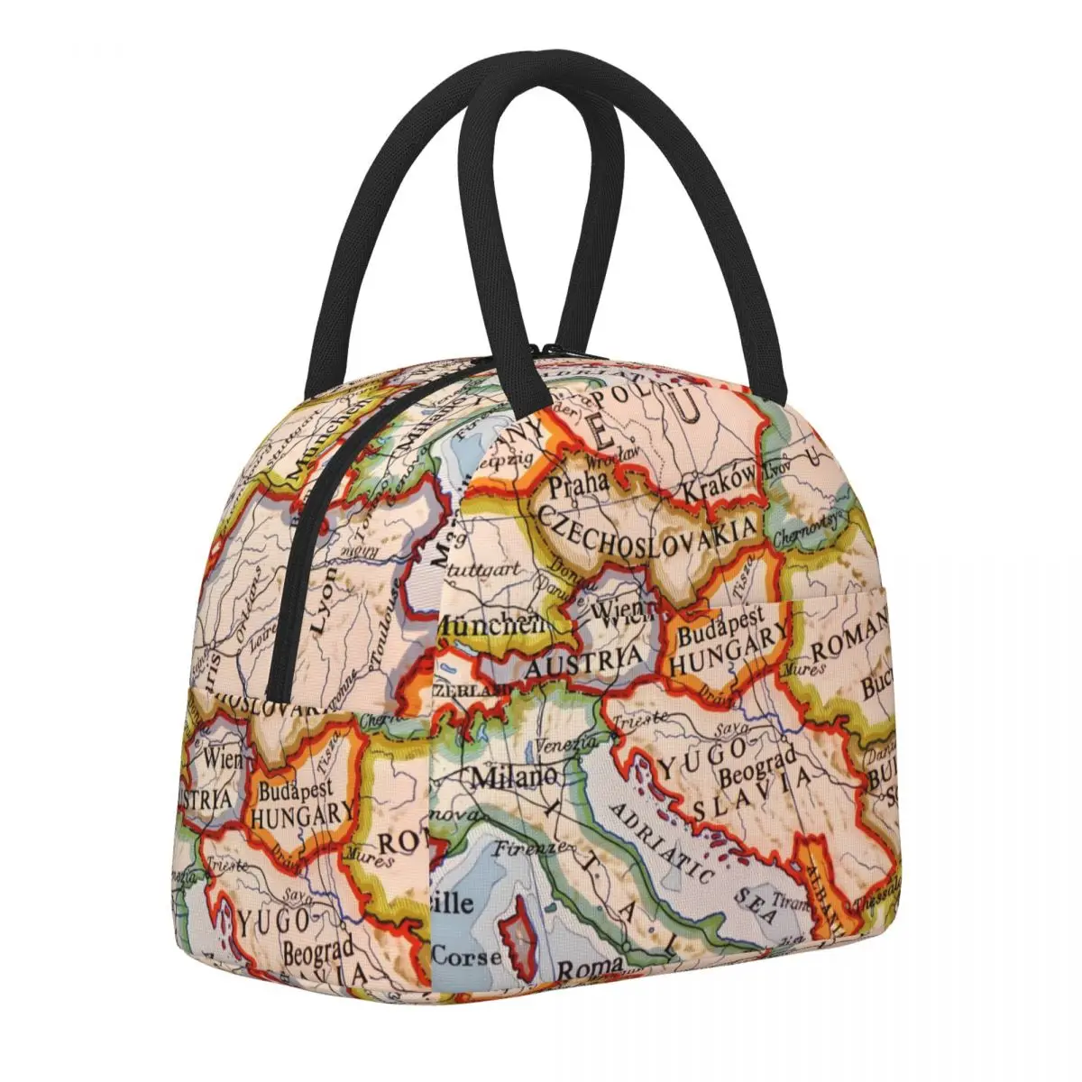 

Сумка для ланча с картой мира, удобный красочный географический Ланч-бокс, дизайнерская офисная сумка-холодильник, модная Термосумка-тоут из ткани Оксфорд