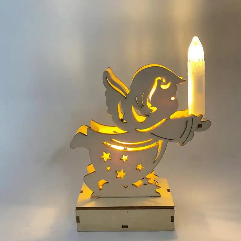 

Рождественский деревянный подсвечник, украшения, искусственный ангел, полый подсвечник, Рождественский деревянный ангел, Настольный подсвечник