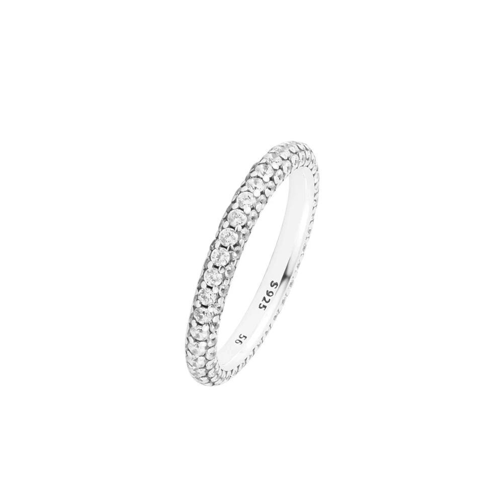 

Timeless Pave Single-row Ring 925 Sterling-Silver-Jewelry DIY Fashion European Jewelry For Women Wholesale Accessories Gift