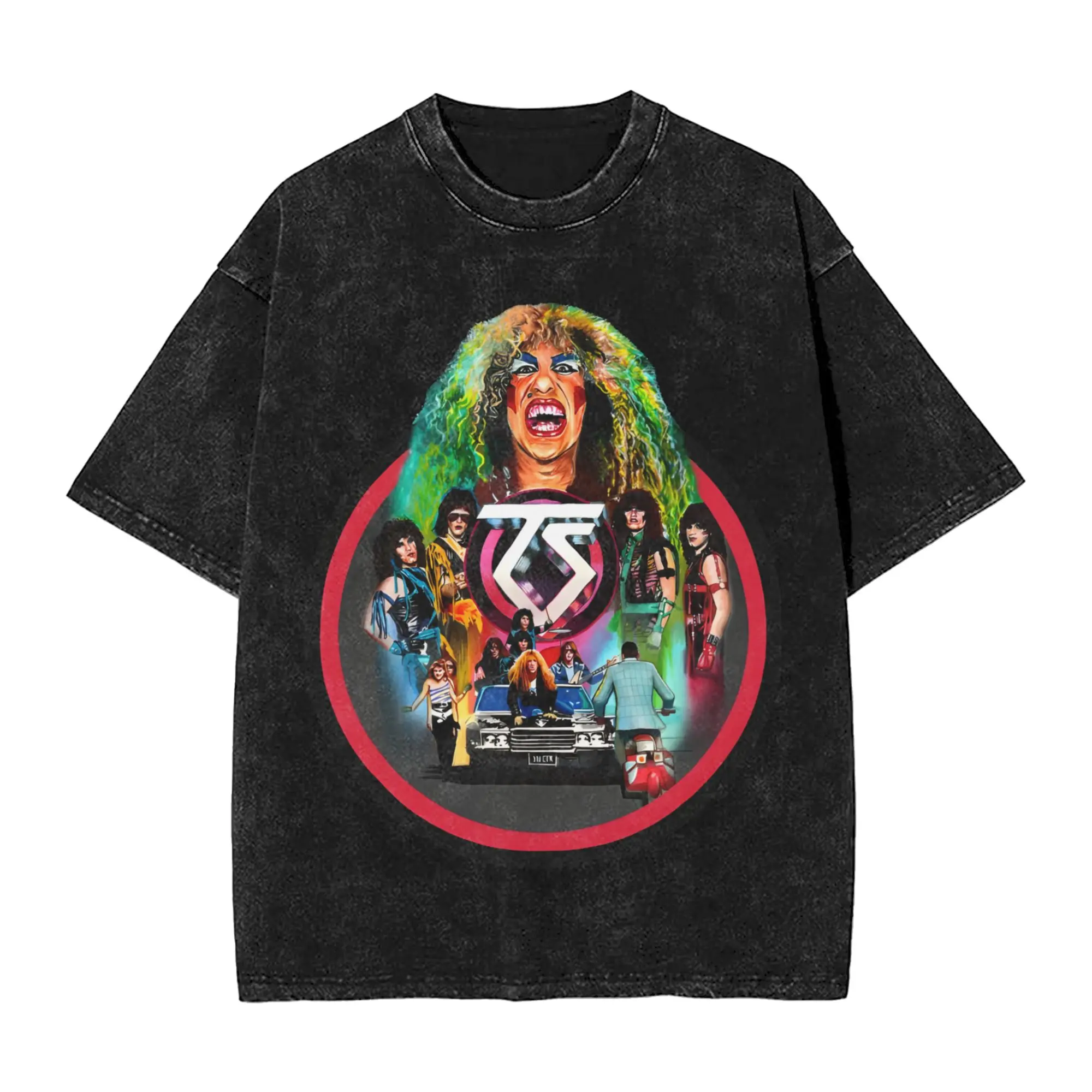 Фото Футболка Harajuku Washed Shirt Twisted Sisters с принтом металлической группы, модная футболка оверсайз, уличная одежда, хлопковые футболки с графическим принтом №2