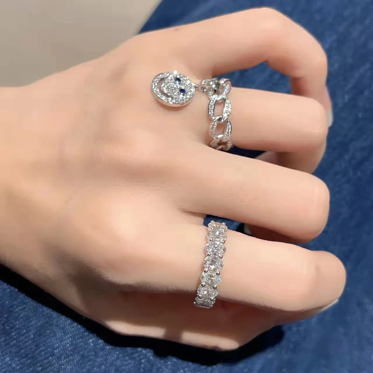 

Набор колец из серебра 925 пробы с искусственным бриллиантом