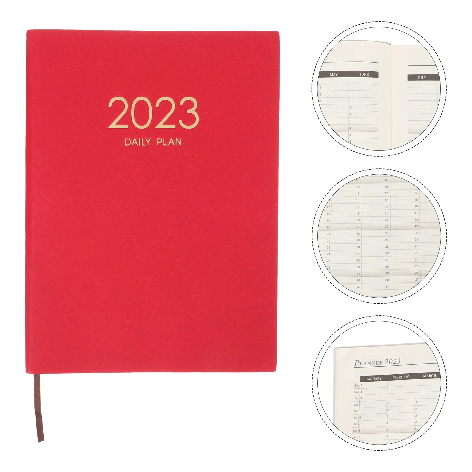 

English Personal Planner Textured Pu A4 Hardcover Appointment Book 2023 Academic Monthly Planner
