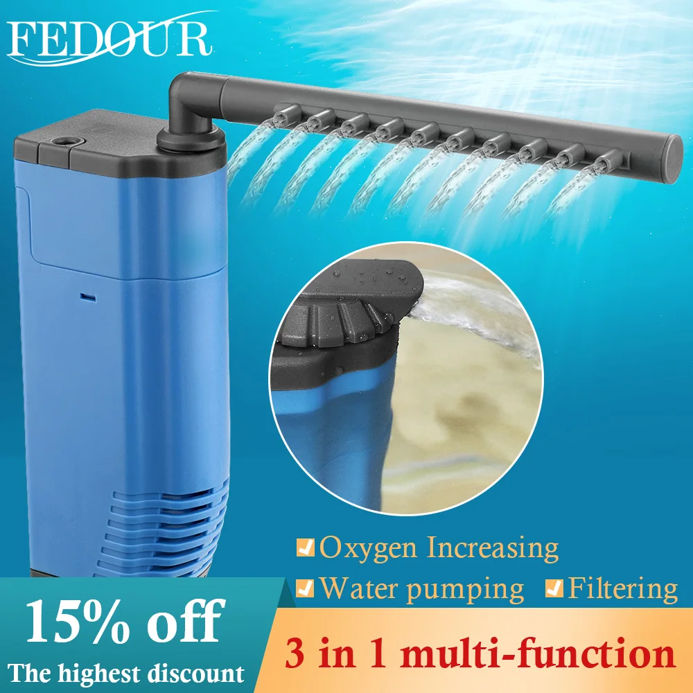 

FEDOUR Aquarium Internal Filter Super Quiet Submersible Fish Tank Filter Pump Sponge Filter Aquarium Accessories Fish Tank Tool