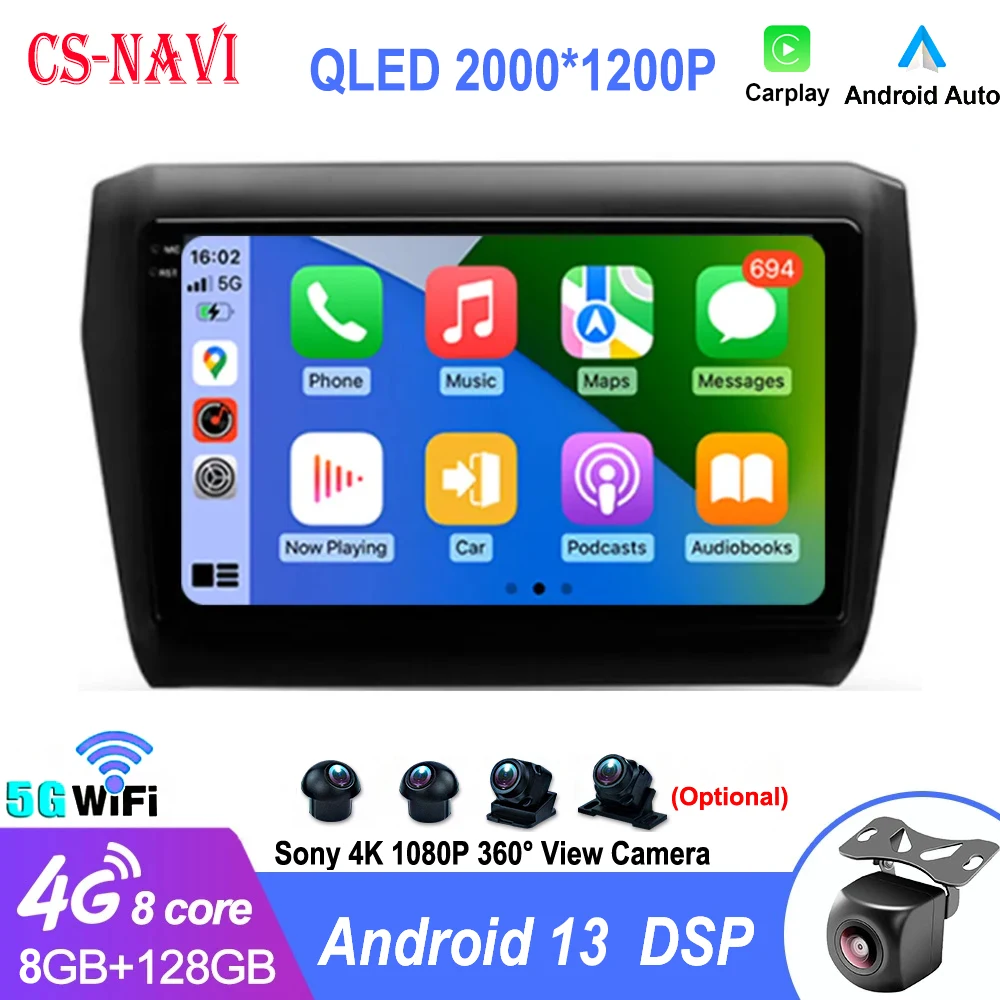 

Android 13 For Suzuki Swift 2017 2018 2019 Car Radio Stereo Multimedia Navigation GPS Video Player DSP QLED Wireless Carplay 4G