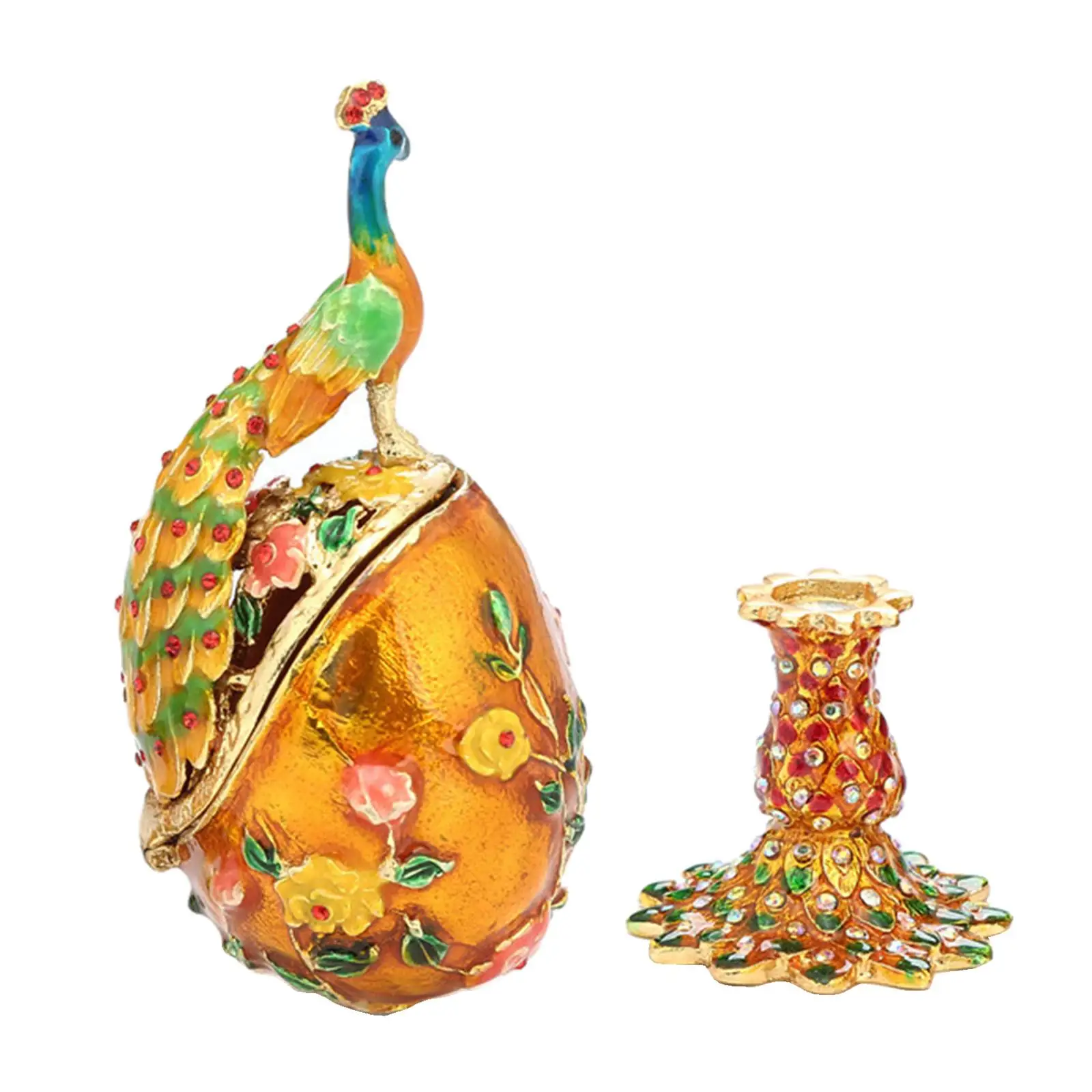 

Hand Painted Peacock Figurine Zinc Alloy for Bedroom Living Room Decoration