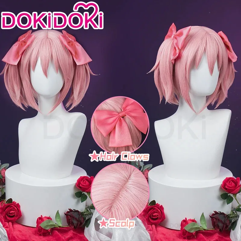 Фото 2025 enen В НАЛИЧИИ Madoka Anime DokiDoki женские розовые волосы Kanamee Madokaa косплей бесплатный парик Кепка Хэллоуин №2