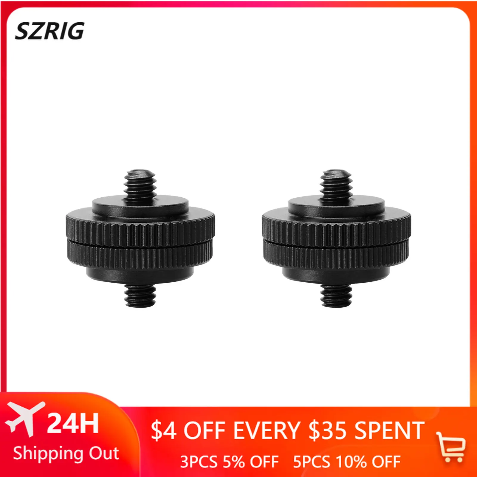 

SZRIG 1/4"-20 to 1/4"-20 Double-end Thread Screw Convert Adapter Aluminum Alloy Made (2 Pieces)