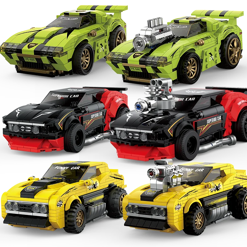 

DECOOL KC201 KC202 KC203 Souped Up Two Styles Super Sport Racing Car Mustanged Model Building Blocks Bricks Toys Christmas Gifts