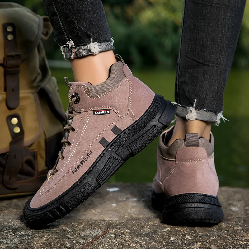 SENAGE Men Hiking Shoes Leather Trekking Boots Outdoor Desert Training Sneakers Sports Running Tactical Suede Casual Shoes