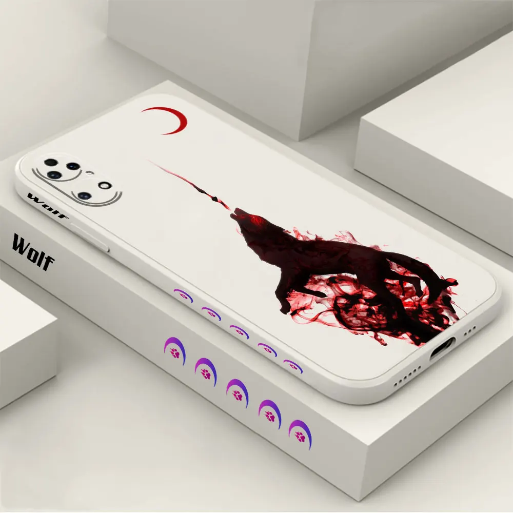 Cool Black Wolf Print Phone Case For Huawei P60 P50 P40 P30 P20 Mate 50 40 30 20 20X 10 Colour Liquid Silicone Cover Funda Cqoue