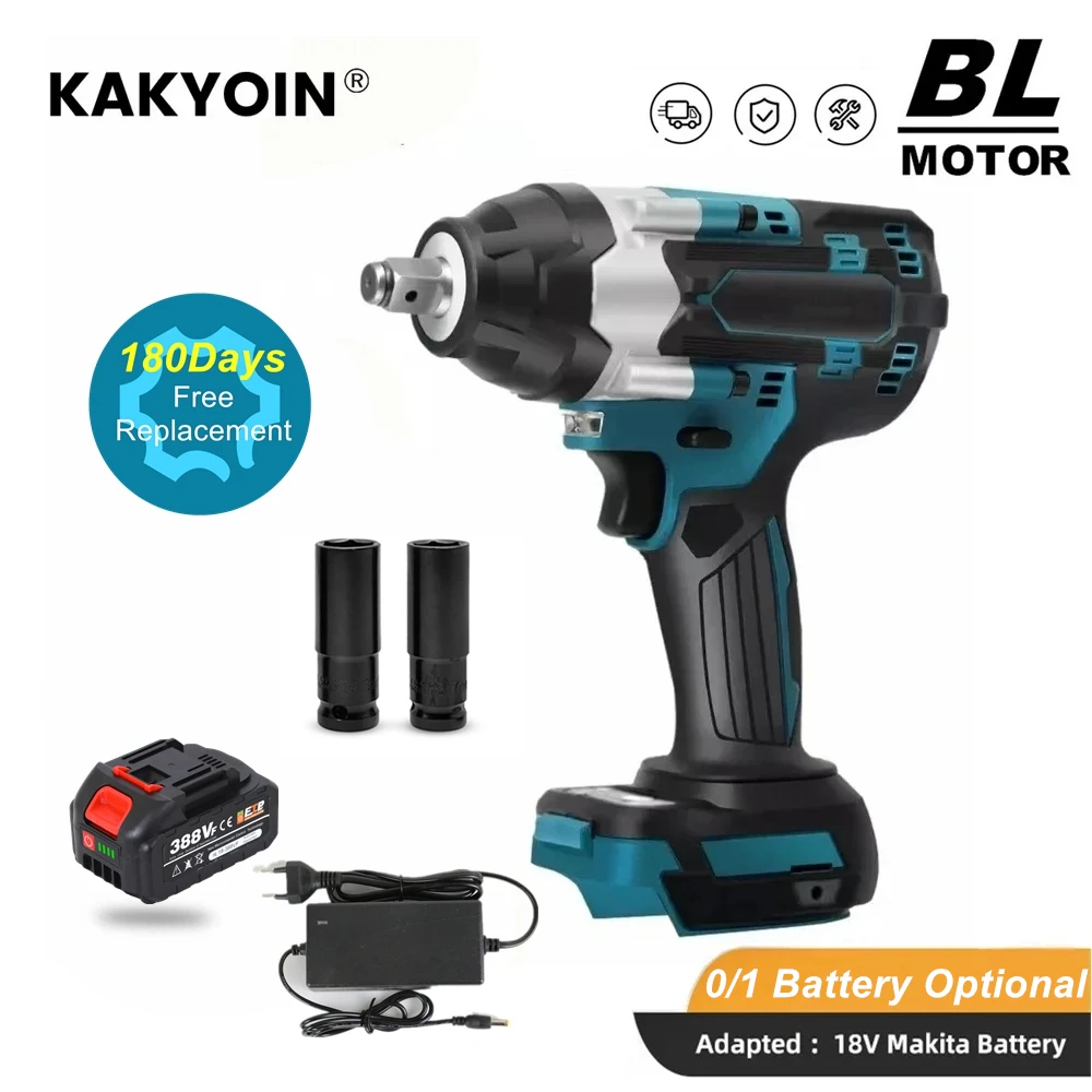 Беспроводной электрический ударный гайковерт 1000 Нм бесщеточный ключ с высоким