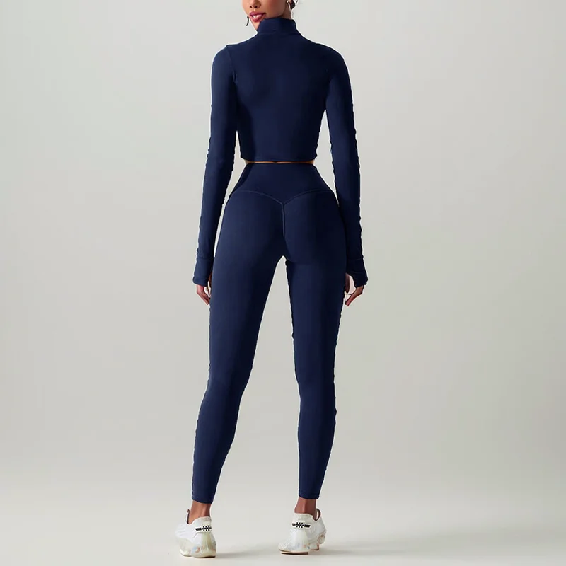 Женские Эластичные костюмы DEAT Модный трикотажный топ с длинным рукавом и круглым