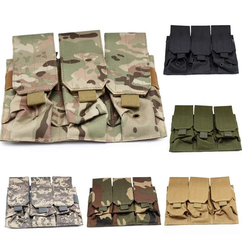 

Military Tactical MOLLE Triple Magazine Pouches Triple Army Shooting Mag Pouch Wargame Paintball Pouch Equipment for M14 Ak47