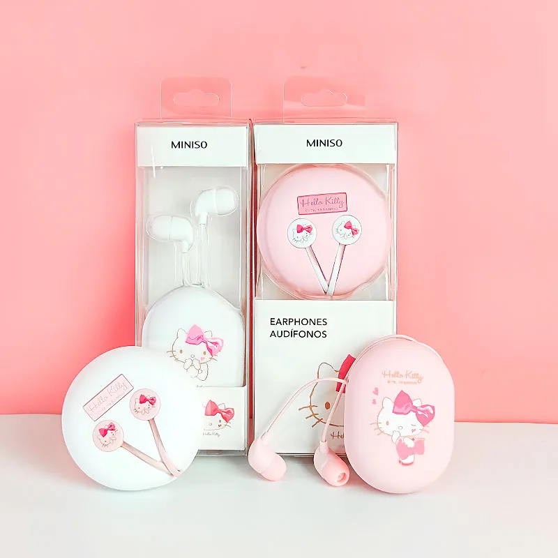 

Hello Kitty In Ear Earphone Headset High Sound Quality Wired Control Portable Earphones In-Ear Headsets Easy To Store