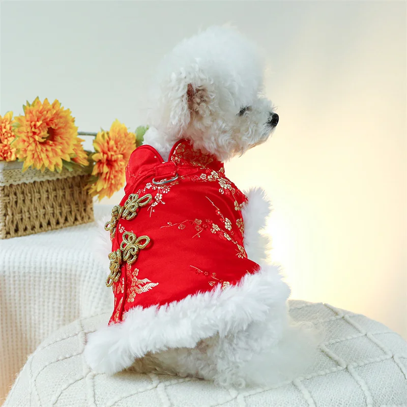 

New Year Dog Clothes Tang Suit Chinese Spring Festival Dog Coat Jacket Vest Winter Pet Costume Poodle Yorkie Pomeranian Clothing