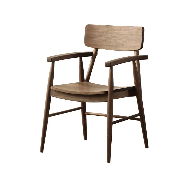 

Черные ореховые полностью твердые деревянные нордические минималистичные обеденные стулья, полные подлокотники, письменные столы, стулья, спинки из массива дерева