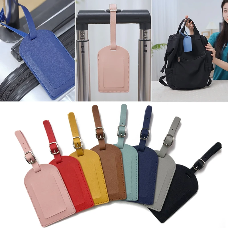 

PU Luggage Tag Hang Tag Boarding Pass Flip Tag Luggage Tag Horizontal and Vertical Thickened With Buckle Simple Bag Accessories