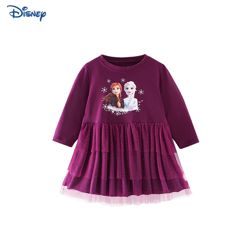 

Disney Frozen Princess Elsa Anna Baby Girl Cotton Dress Mesh Tutu Child Long Sleeve Costume Vestido Party Baby Clothes 18M-10Y