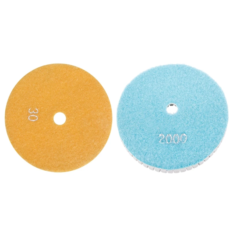 

2X 5 Inch 125Mm Wet Diamond Polishing Pads Marble Granite Grits 30 & 2000