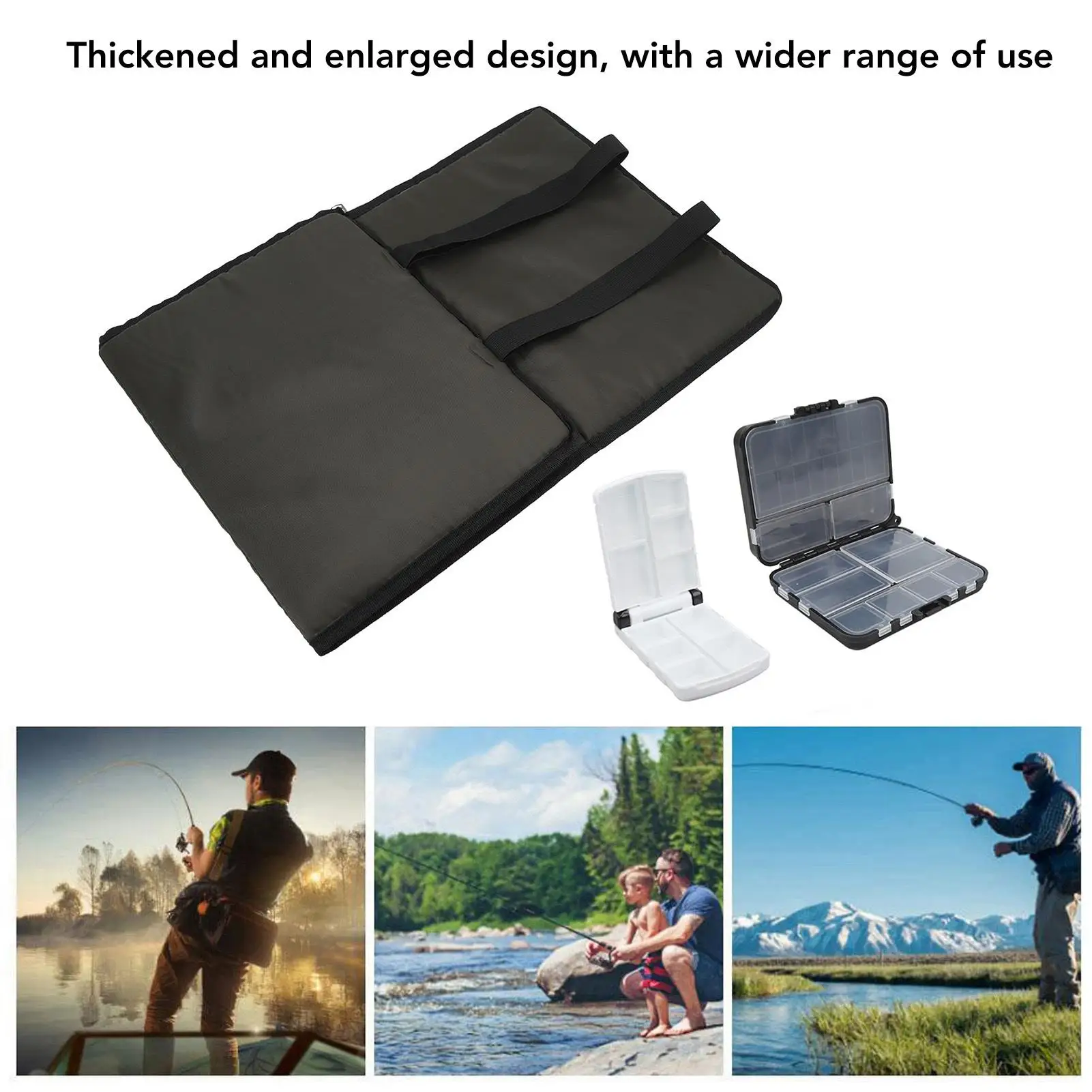 Складной коврик для рыбы с 2 ящиками приманки и губчатым посадочным ковриком