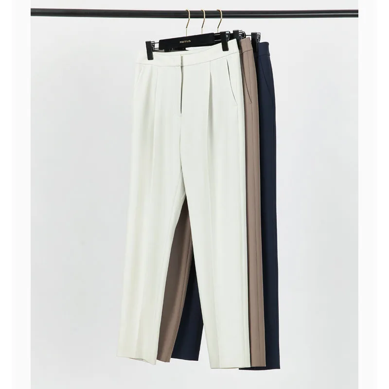 Роскошные атласные триацетатные женские весенне-летние укороченные брюки с