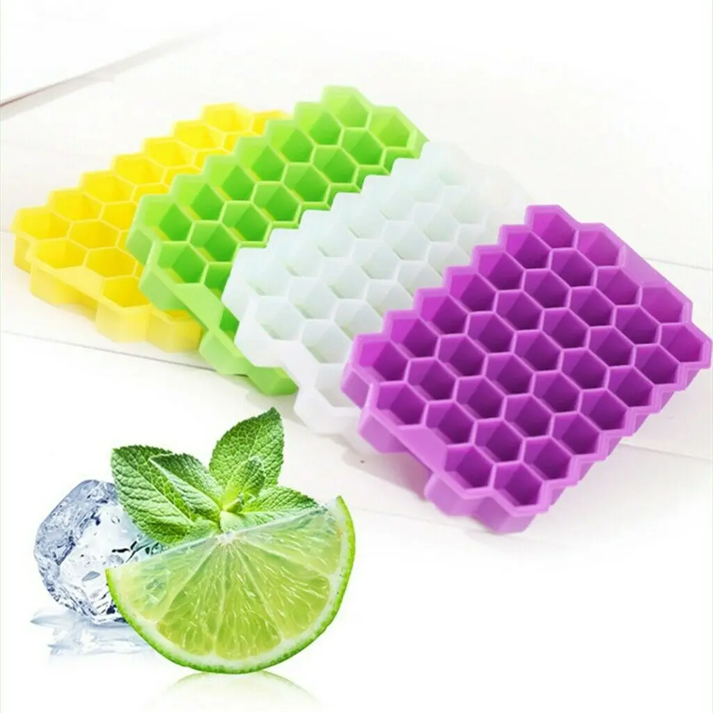 

Ice Mould Silicone DIY Pudding Jelly Cube Tray 37 Grid Honeycomb Ice Maker Container Reusable Ice Cube Mold for Whiskey Cocktail