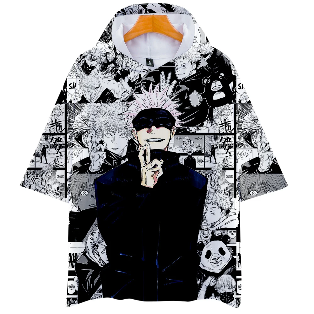 

Harajuku Boys/girls Hooded Tees Anime Jujutsu Kaisen 3D Print T Shirt Summer Fashion Casual Short-sleeved Hooded T-shirts Tops