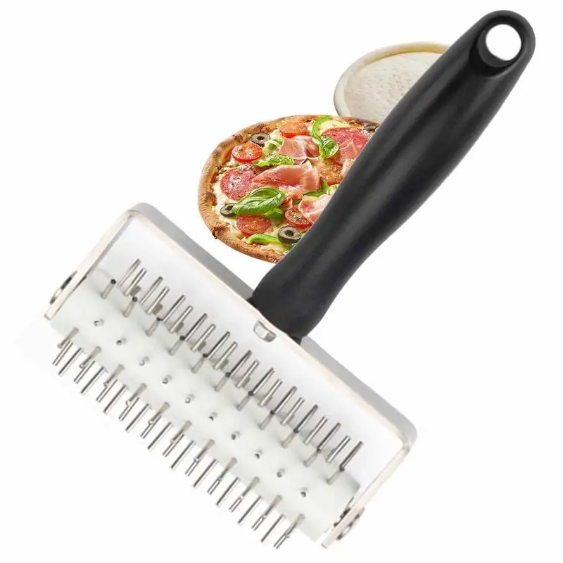 

Pizza Puncher Stainless Steel Dough Puncher Pin Maker Portable Pie Needle Wheels Cutter Rolling Pin Dough Hole Maker Docker For