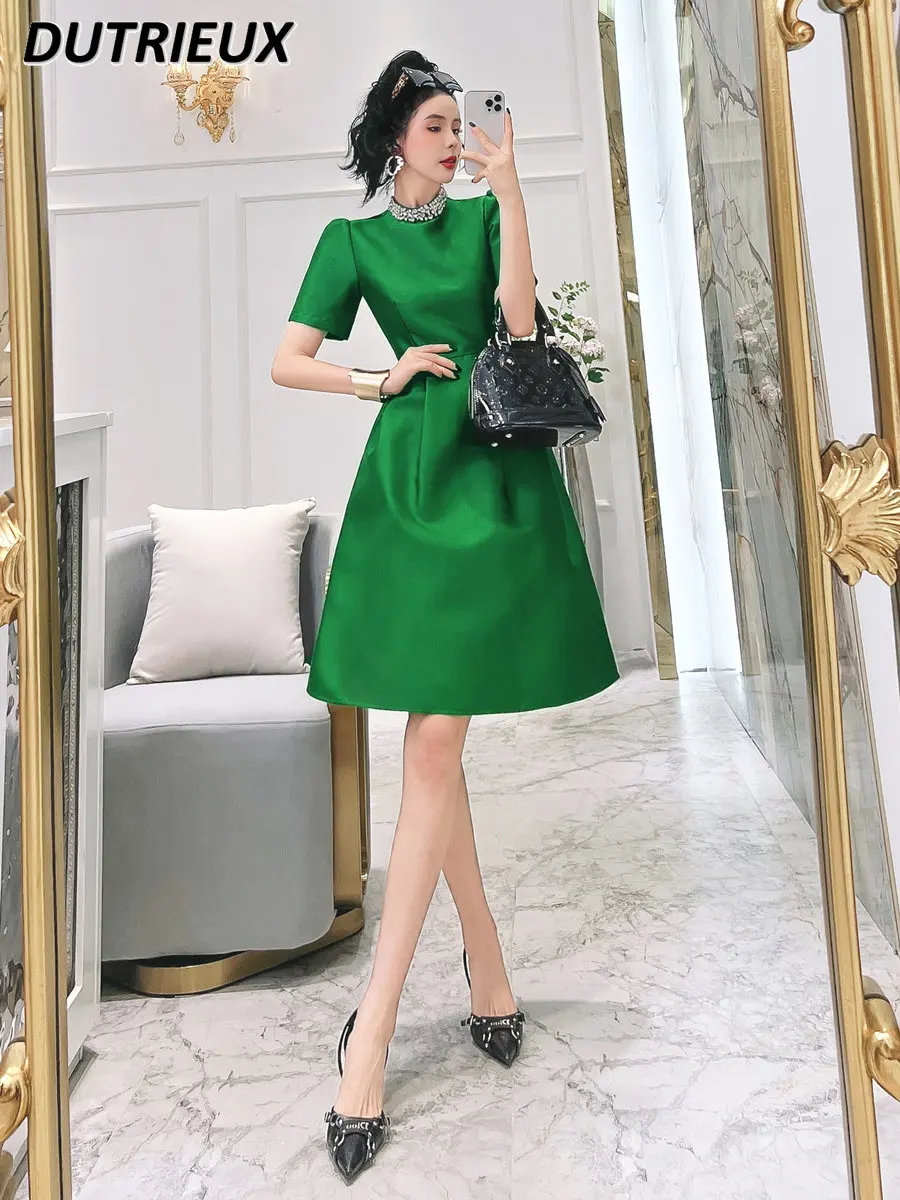 

Elegant Dress for Women Summer 2023 New Hepburn Style Black Dress Socialite High Sense Heavy Industry Waist-Slimming Dress