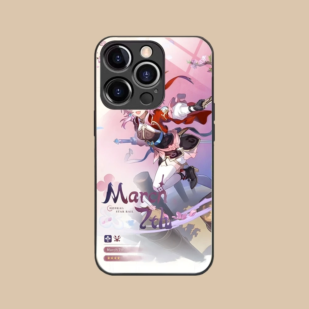 Чехол для мобильного телефона Honkai Star Rail March iPhone 16 15 14 13 12 11 X XR XS 8 Pro Max Plus стеклянный