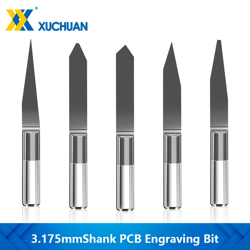 

10pcs V Shape Flat Bottom Carbide PCB Engraving Bits 3.175mm CNC Router Bit 10/15/20/ 30/45 Degree Milling Cutter Tools