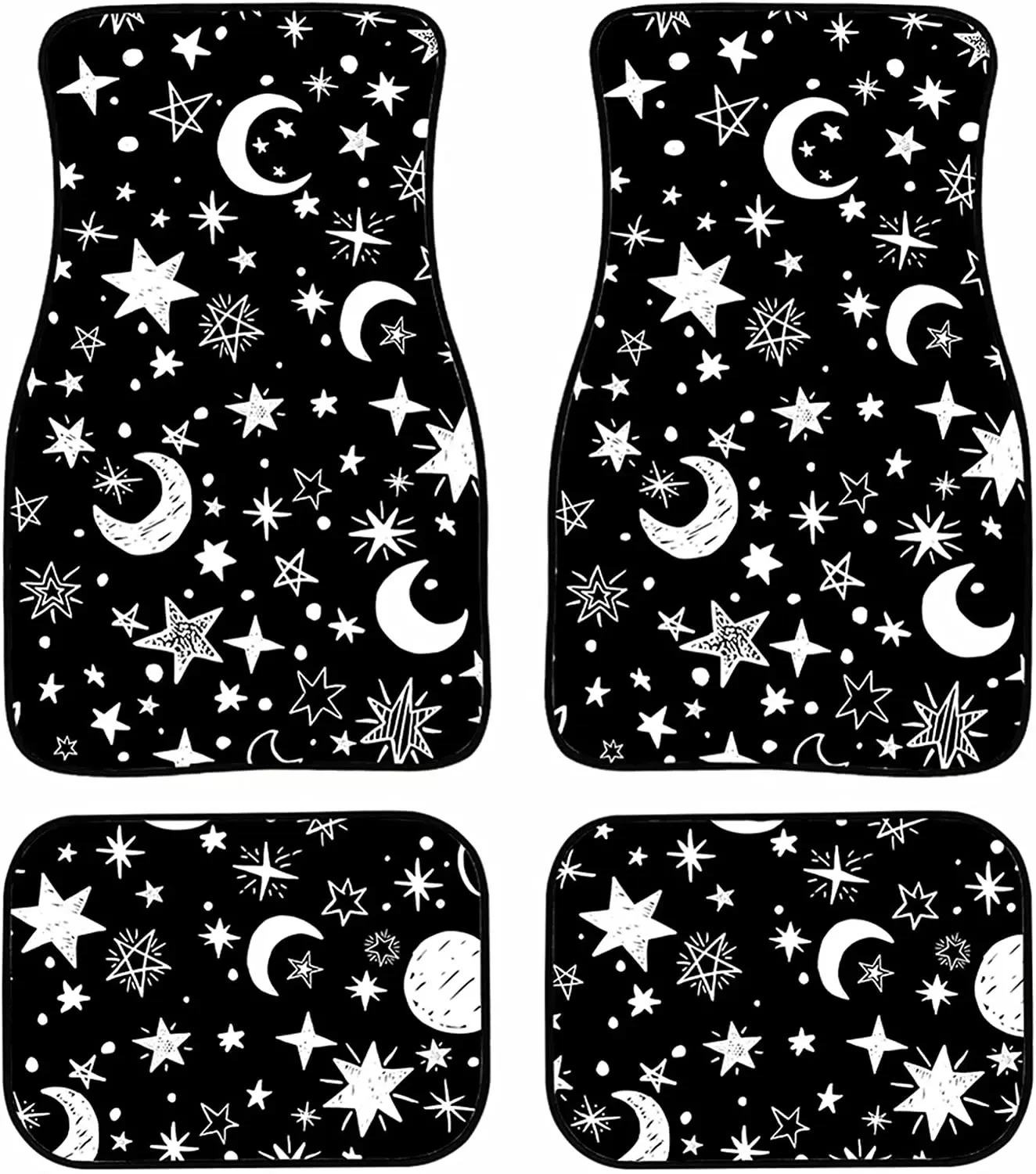 Черный напольный коврик Forchrinse Moon and Star всепогодная защита сверхпрочный полный