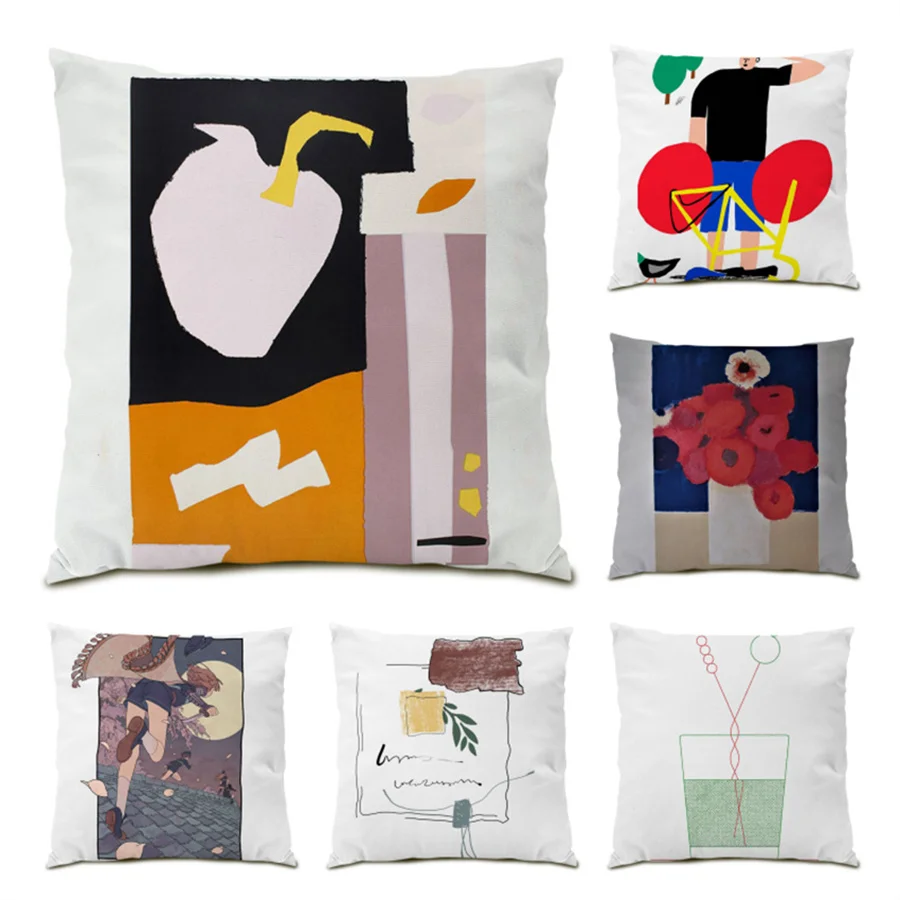 

Artistic Pattern 45x45 Cushion Cover Colorful Abstract Geometry Home Decoration Modern Ornamental Pillowcase Living Room E0391