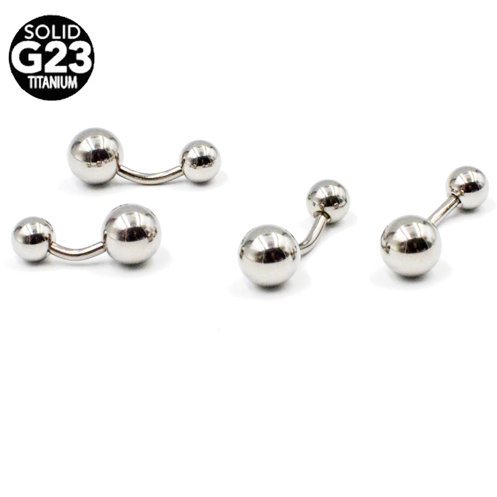 

2PCS G23 titanium Belly Button Rings Navel Piercing Double Round Ball Bar Barbell Dangling Belly Ring Women body Jewelry 14g