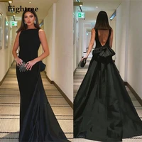 eightree o neck black backless bow prom dress a line sleeveless long train dubia evening night party dresses vestidos prom gowns